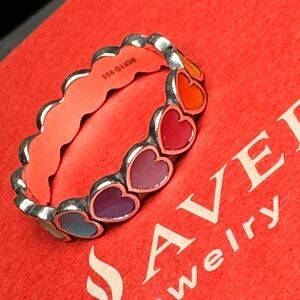 Enamel Connected Hearts Ring size 9